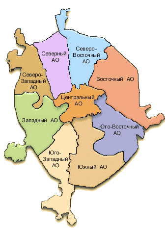 Карта Московских округов