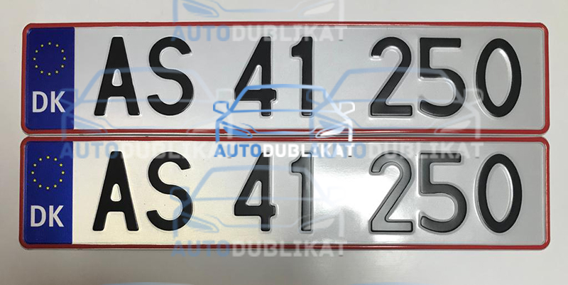 Комплект регистрационных номеров Дании на автомобиль