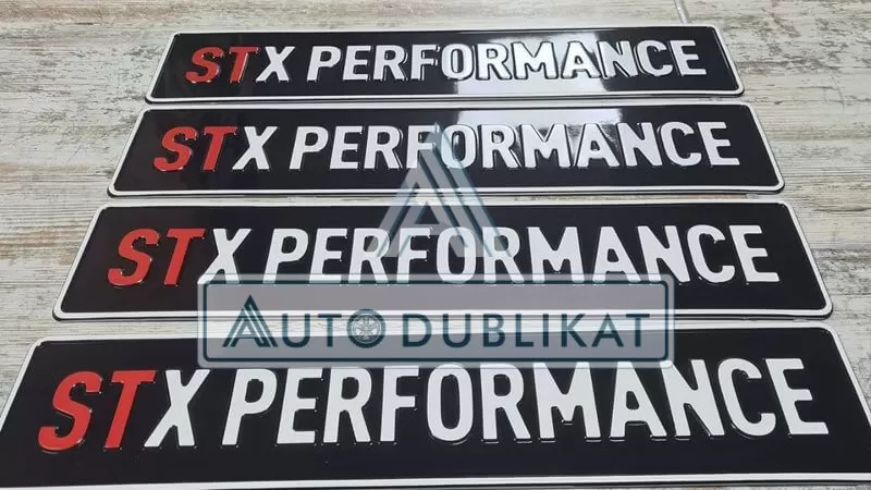 Изготовили сувенирные номера на авто STX PERFORMANCE